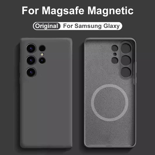 Liquid Silicone Magnetic Case For Magsafe For Samsung Galaxy Wireless Charging Back Cover