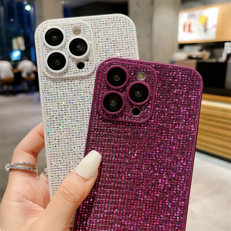 Camera Lens Glass Protection Glitter Case for iPhone