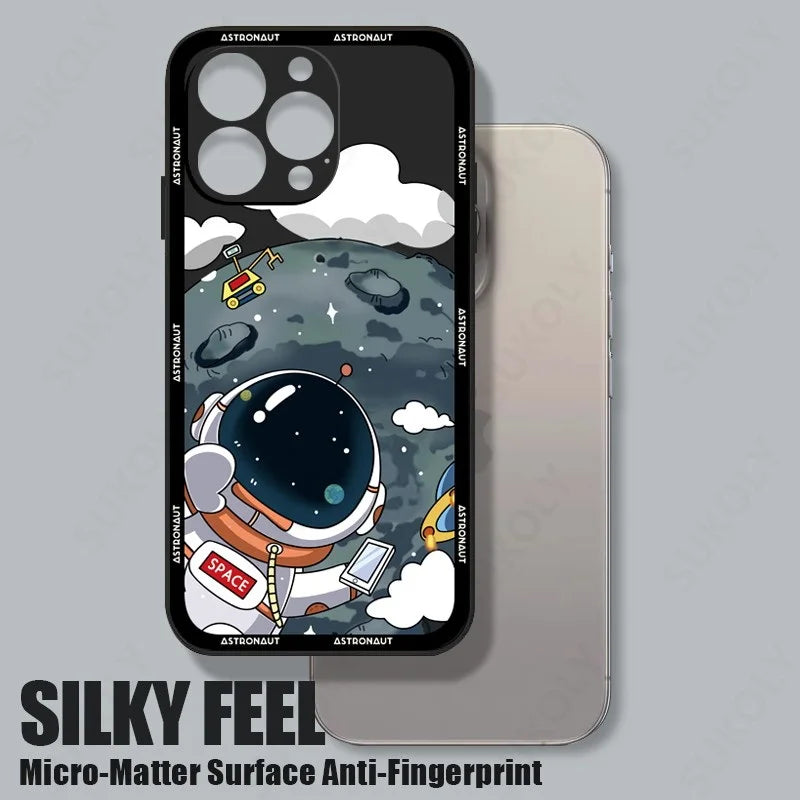 Cute Cartoon Astronaut Silicone Phone Case For iPhone