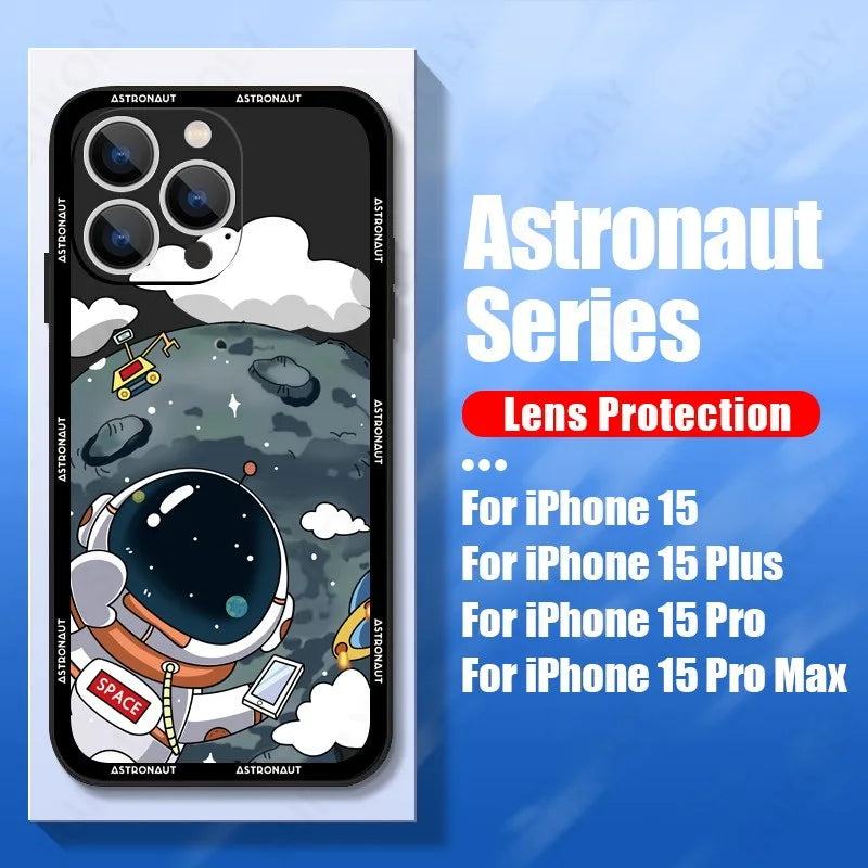 Cute Cartoon Astronaut Silicone Phone Case For iPhone