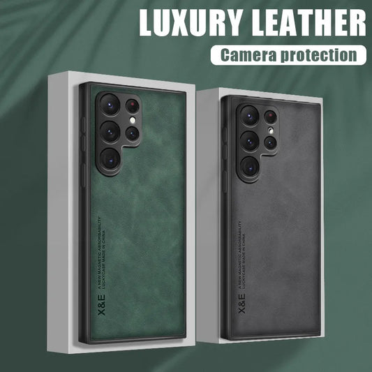 Magnetic Sheepskin Leather Case For Samsung Galaxy
