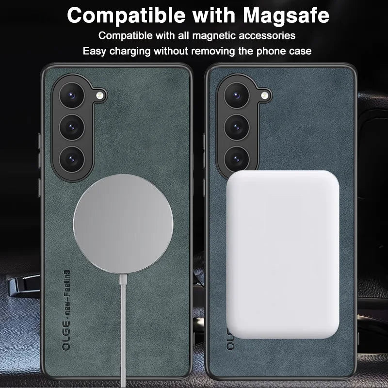 Magnetic For Magsafe Leather Case For Samsung Galaxy