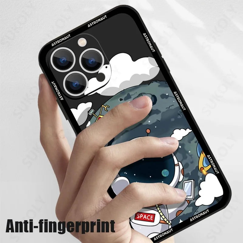 Cute Cartoon Astronaut Silicone Phone Case For iPhone