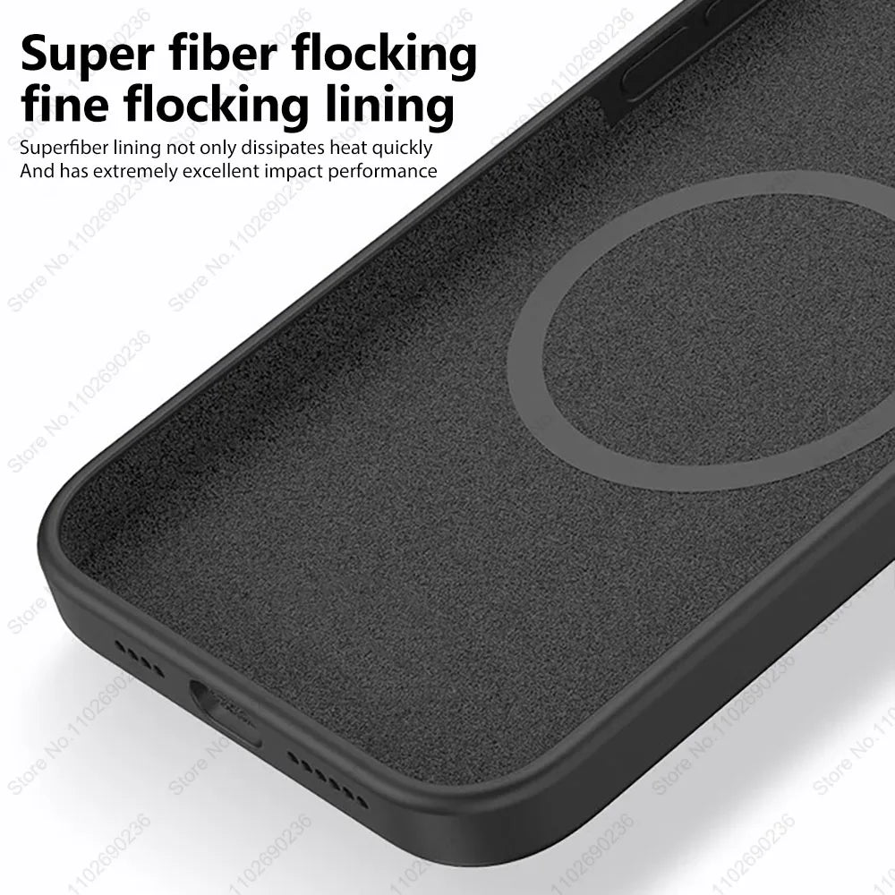 Liquid Silicone For Magsafe Magnetic Case For iPhone  Wireless Charging Cover Accessories