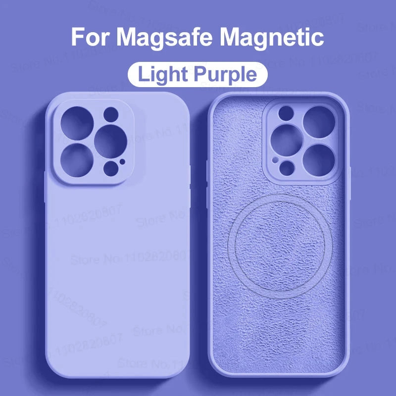 Liquid Silicone For Magsafe Magnetic Case For iPhone  Wireless Charging Cover Accessories